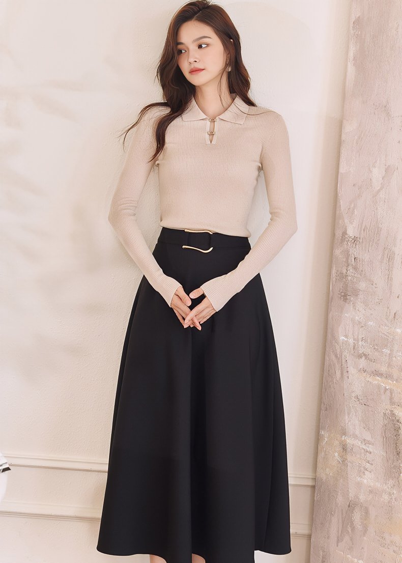 HIGH WAIST DRAPED SKIRT - ANLEM