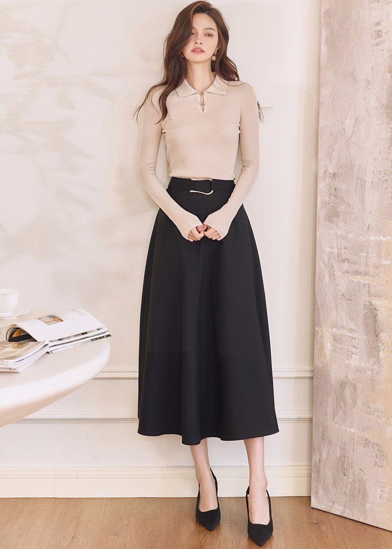 HIGH WAIST DRAPED SKIRT - ANLEM