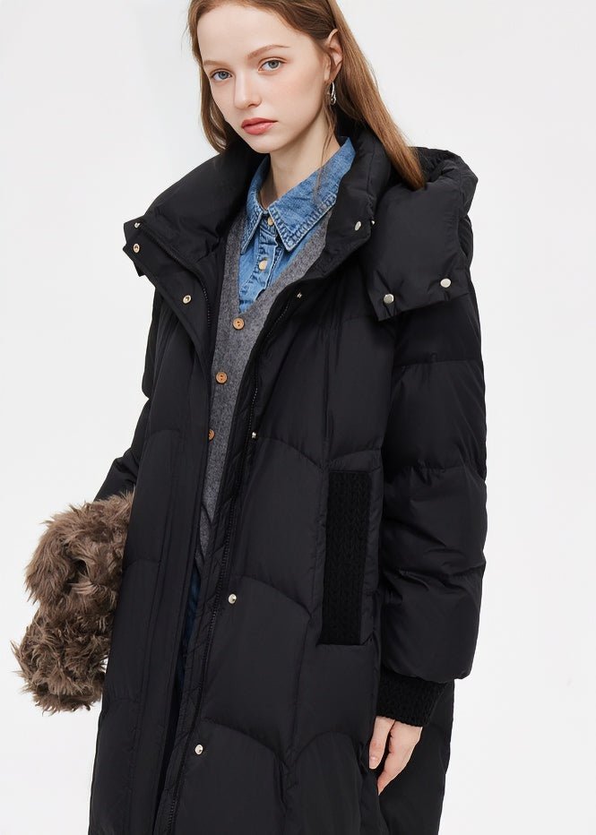 HOODED LONG DOWN JACKET - ANLEM