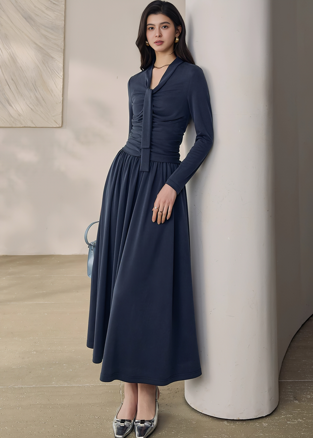RUCHE-EMBELLISHED TOPS & MAXI SKIRT