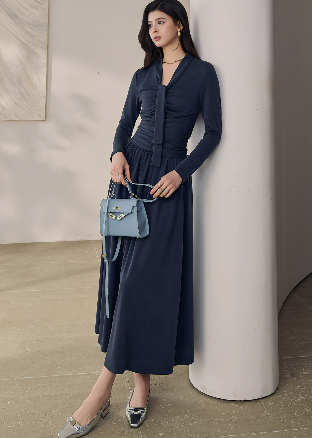 RUCHE-EMBELLISHED TOPS & MAXI SKIRT