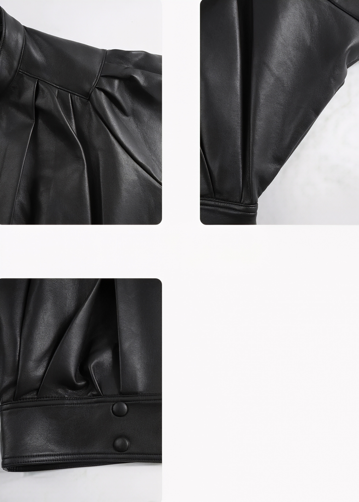 LEATHERETTE PUFF SLEEVE JACKET
