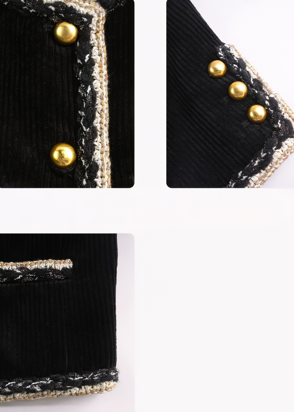 BRAIDED TRIM CORDUROY JACKET