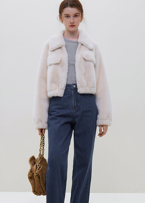 IMITATION FUR SHORT JACKET - ANLEM