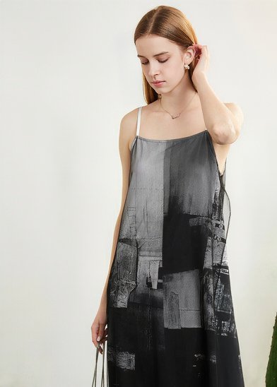 INK MESH SLIP DRESS - ANLEM