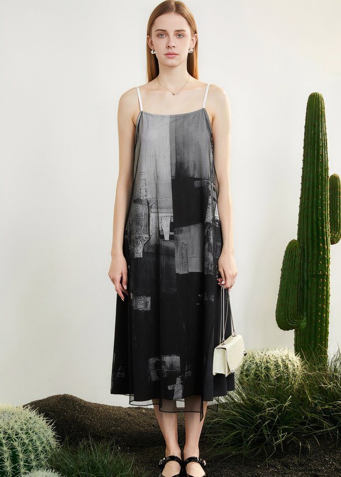 INK MESH SLIP DRESS - ANLEM