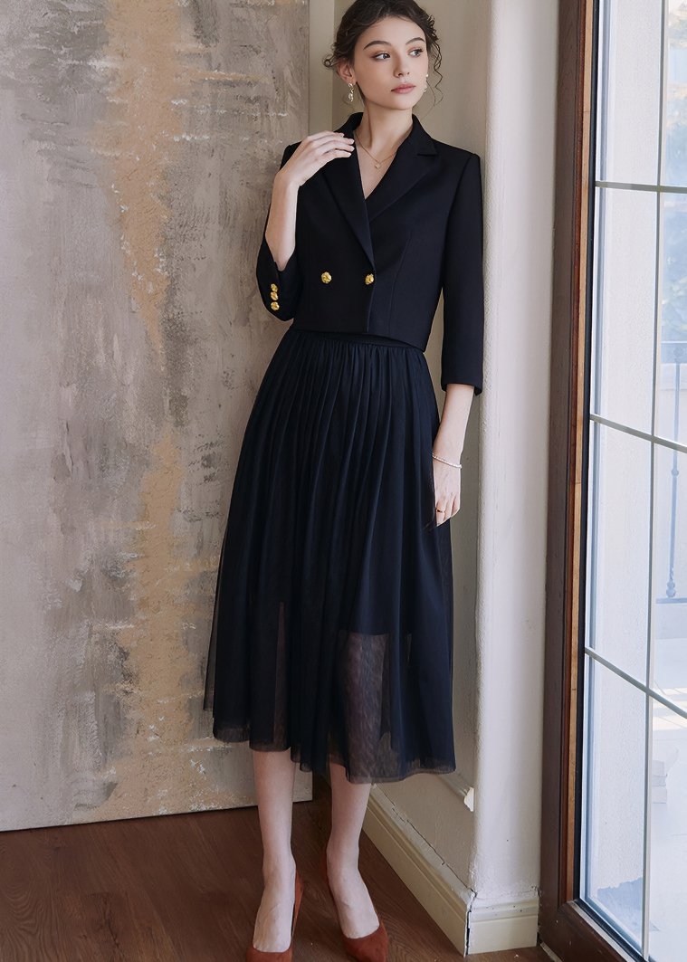 JACKET & HALF - LENGTH GAUZE SKIRT - ANLEM