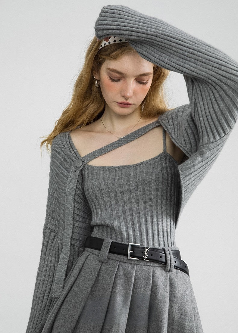 KNIT CARDIGAN AND CAMISOLE SET - ANLEM