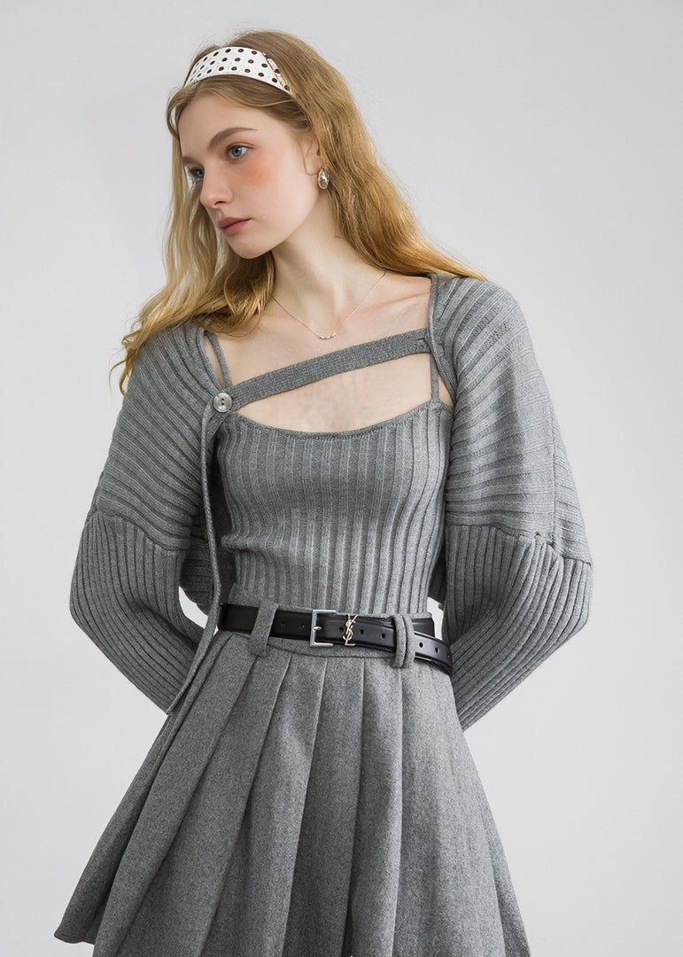 KNIT CARDIGAN AND CAMISOLE SET - ANLEM