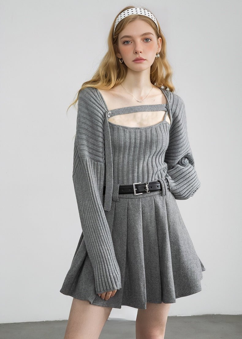 KNIT CARDIGAN AND CAMISOLE SET - ANLEM