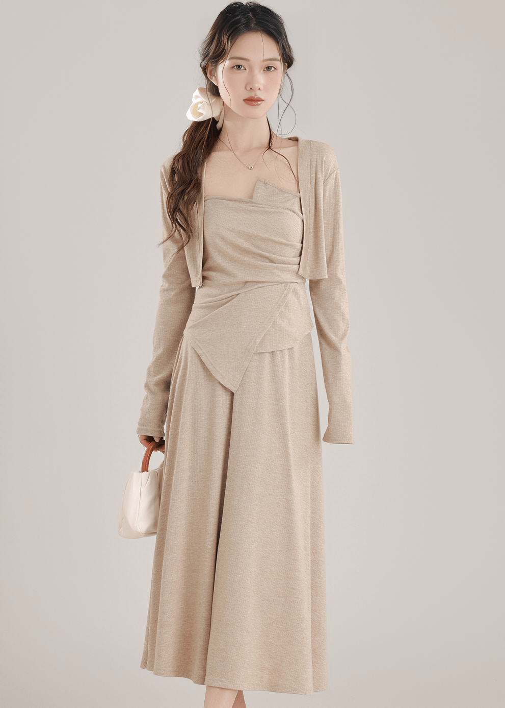 KNIT CARDIGAN&TOPSKIRT SET - ANLEM