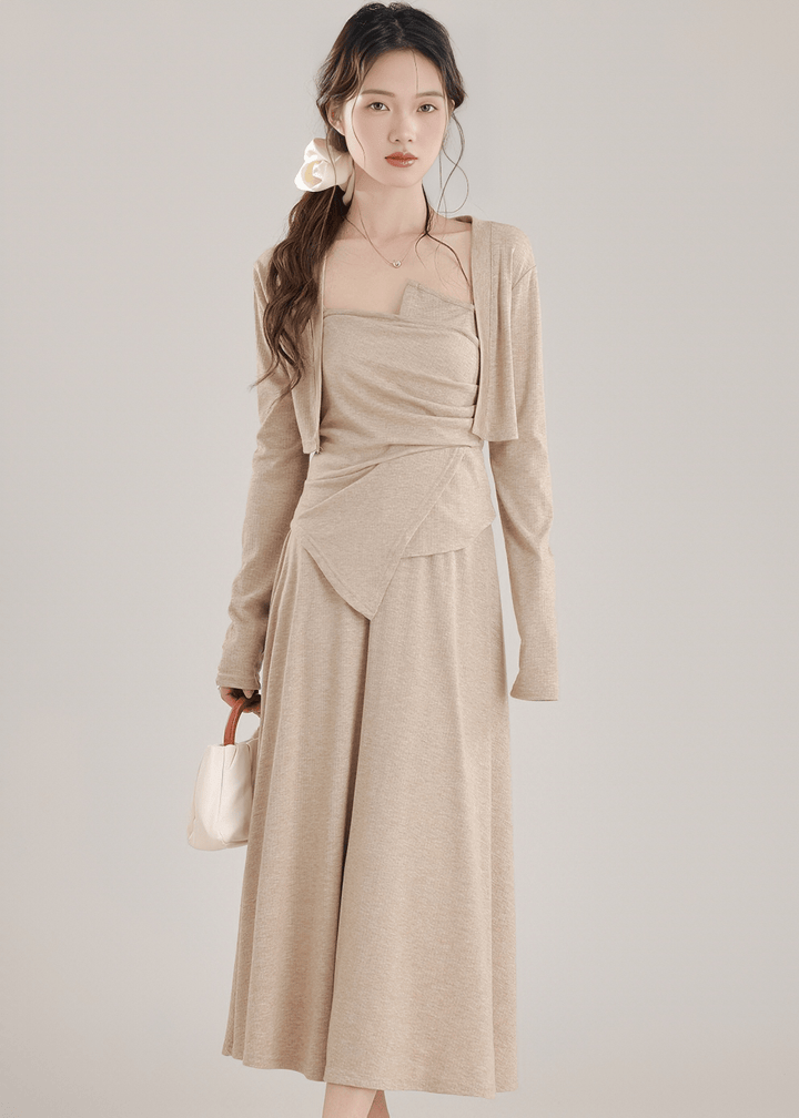 KNIT CARDIGAN&TOPSKIRT SET - ANLEM