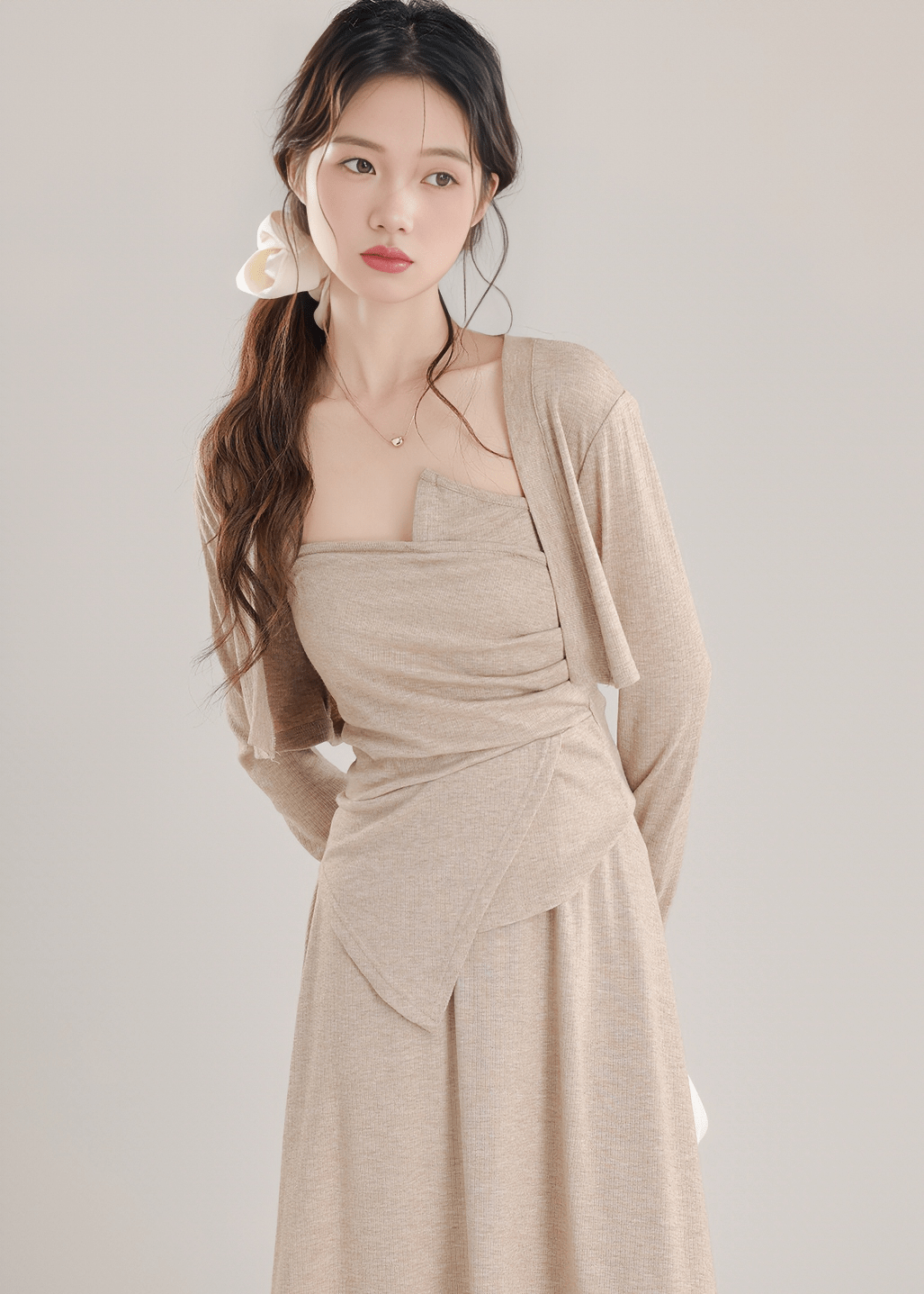 KNIT CARDIGAN&TOPSKIRT SET - ANLEM