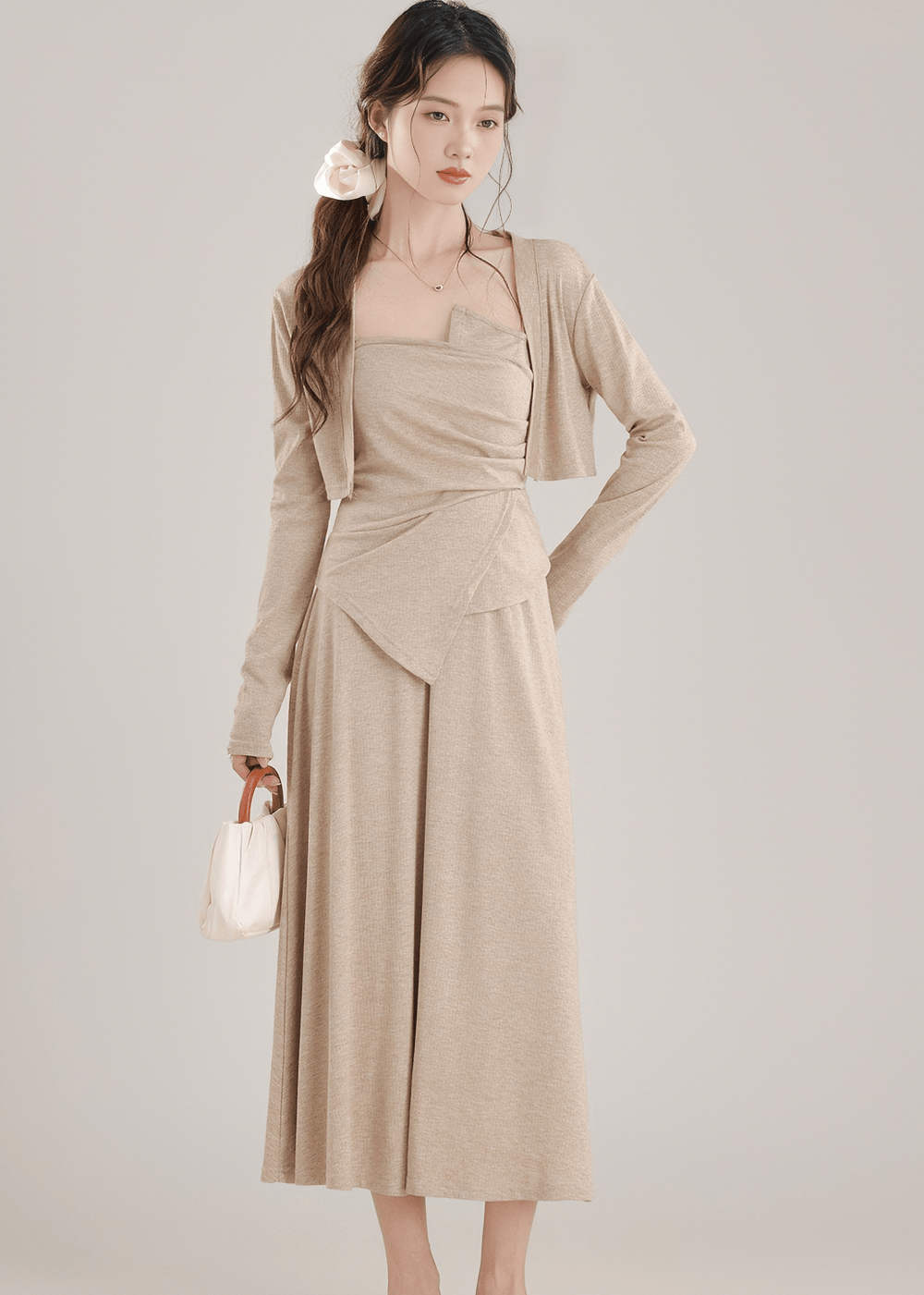 KNIT CARDIGAN&TOPSKIRT SET - ANLEM