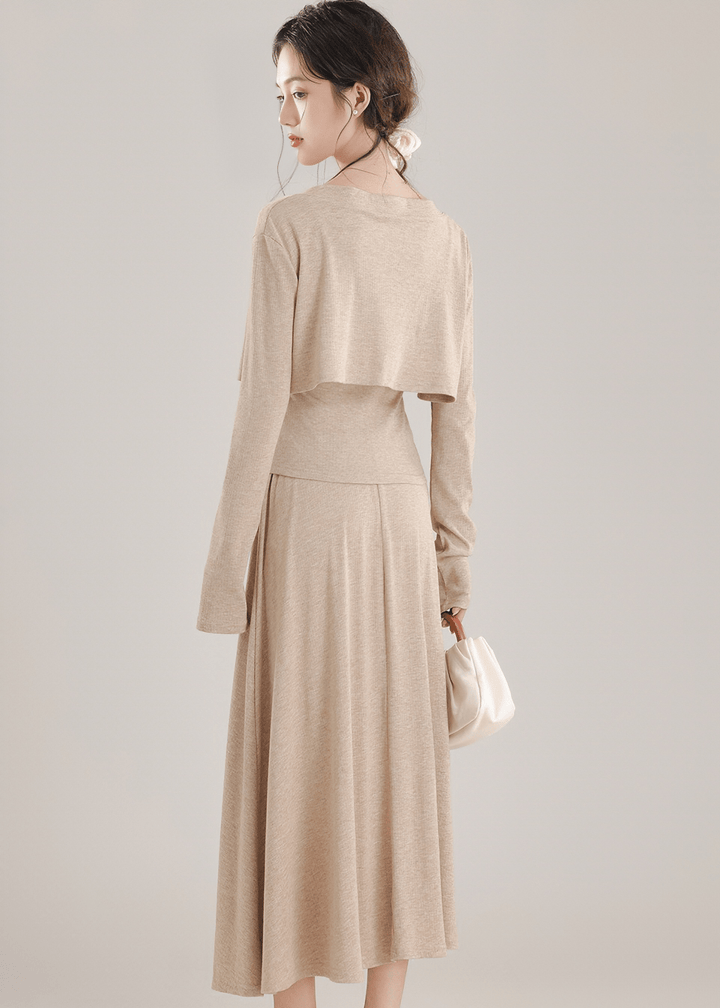 KNIT CARDIGAN&TOPSKIRT SET - ANLEM