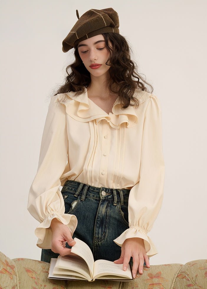 LACE COLLAR SWEET BLOUSE - ANLEM