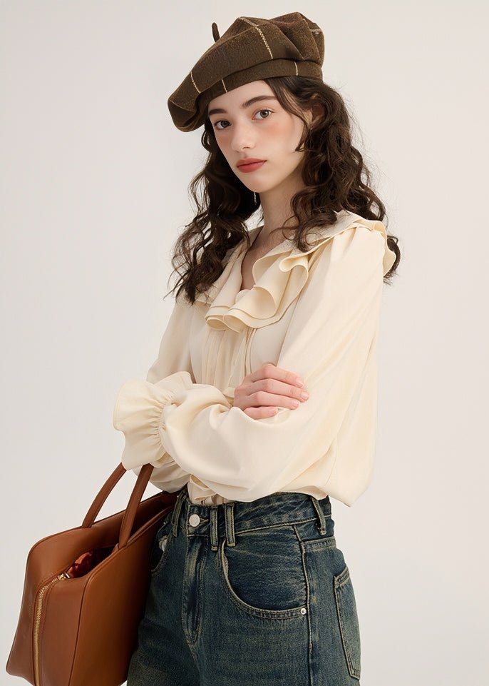 LACE COLLAR SWEET BLOUSE - ANLEM