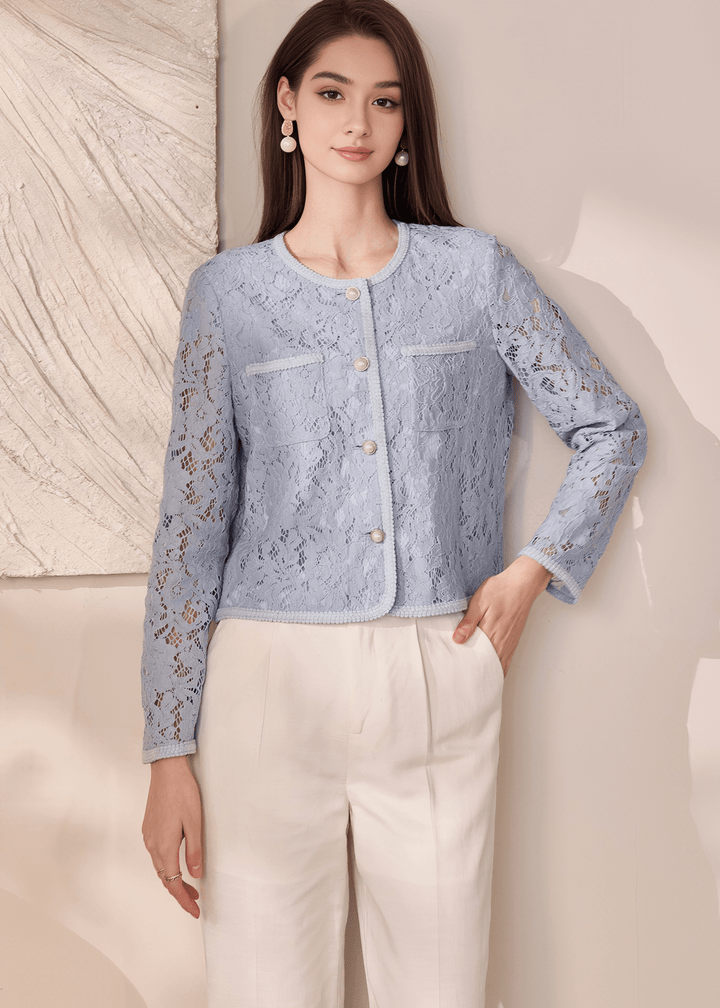 LACE CROPPED JACKET - ANLEM