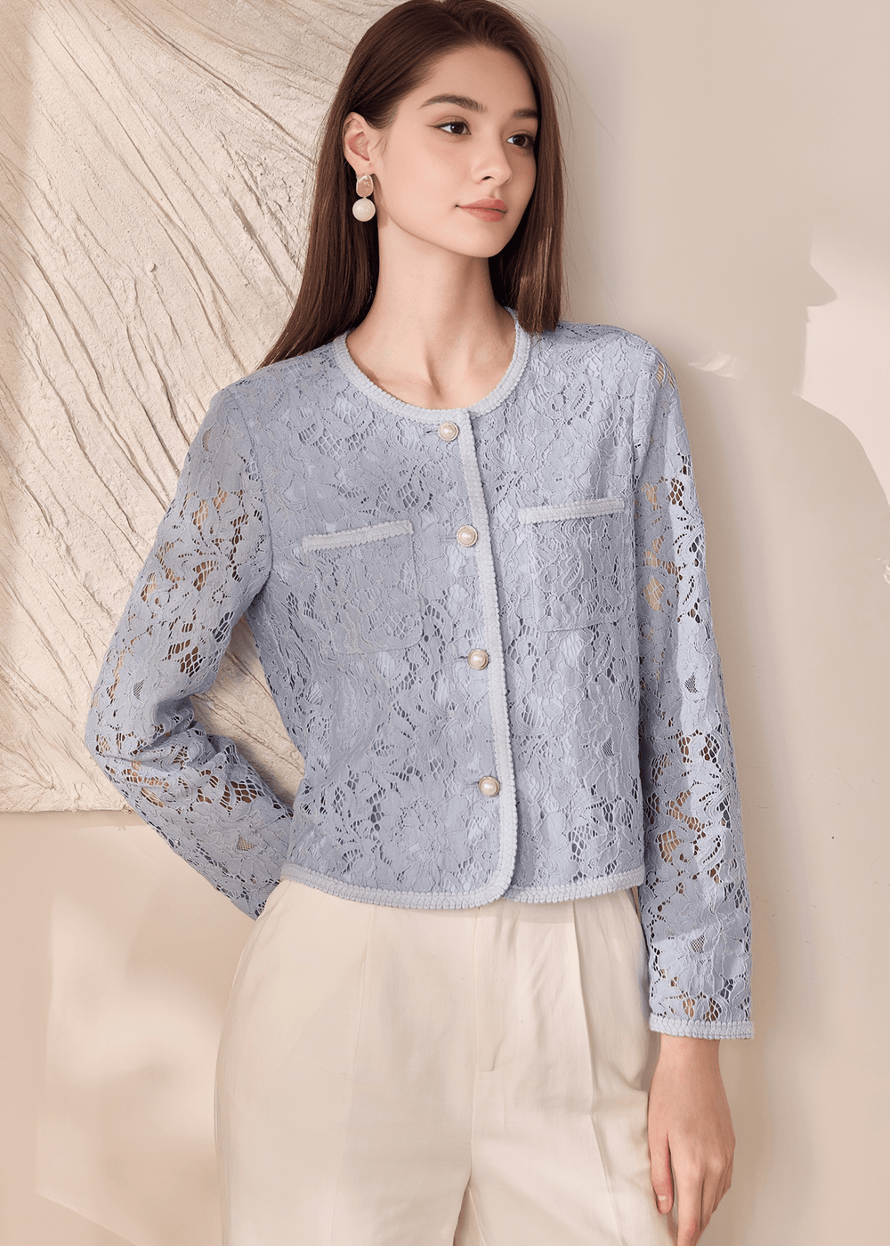 LACE CROPPED JACKET - ANLEM