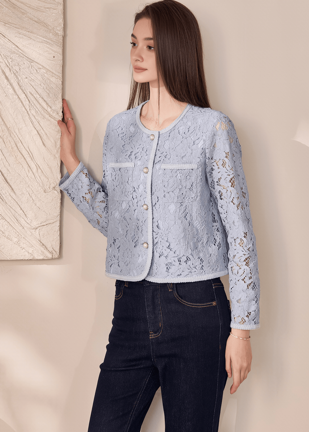 LACE CROPPED JACKET - ANLEM