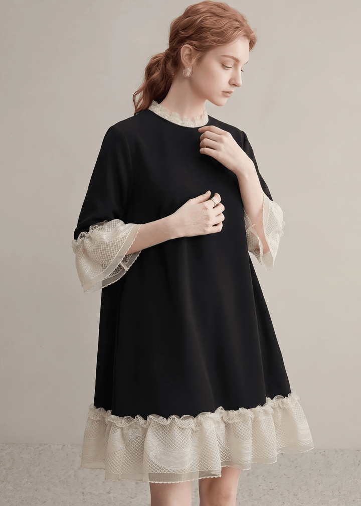 LACE TRIM MINI DRESS - ANLEM