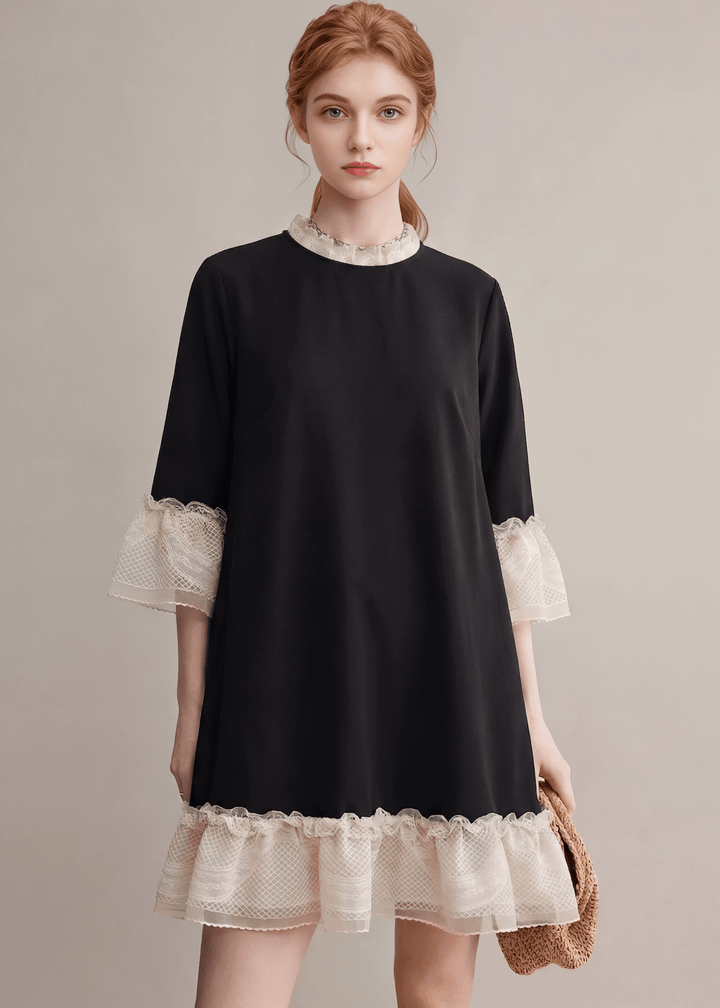 LACE TRIM MINI DRESS - ANLEM