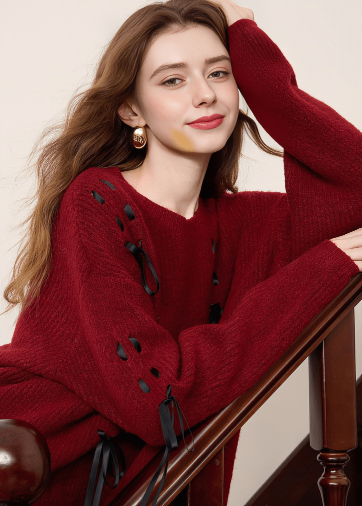 LACE - UP DETAIL KNIT SWEATER - ANLEM