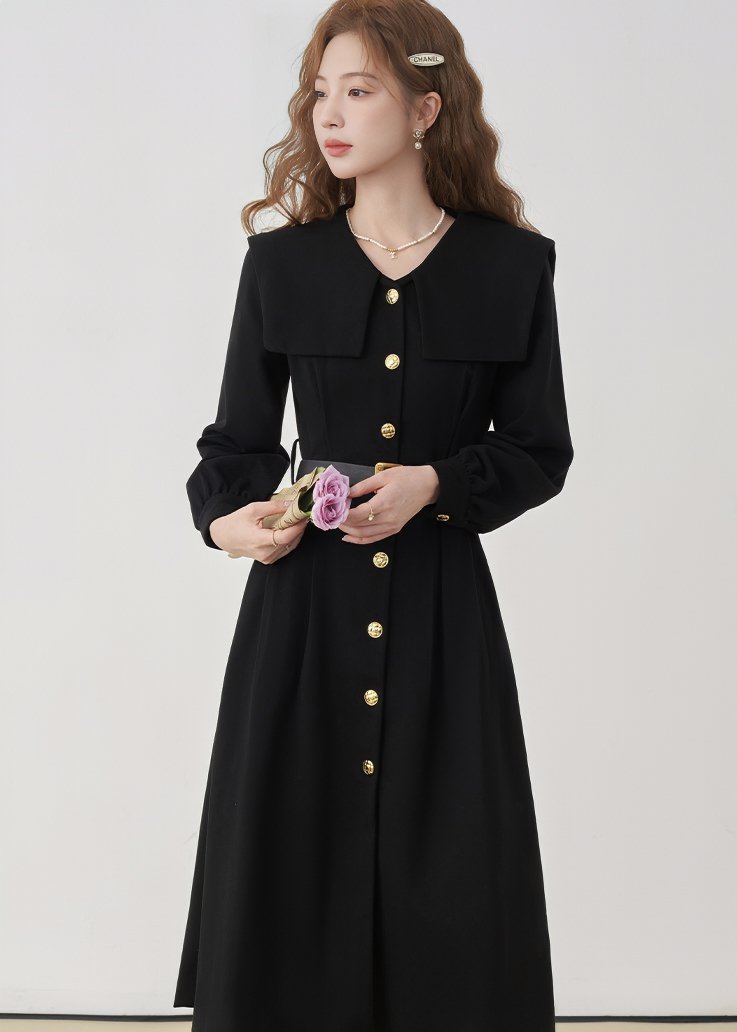 LARGE COLLAR BUTTON DRESS - ANLEM