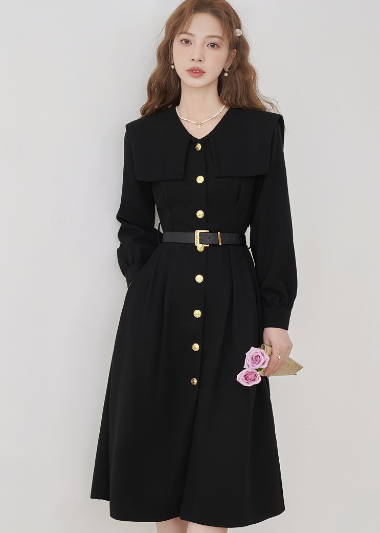 LARGE COLLAR BUTTON DRESS - ANLEM