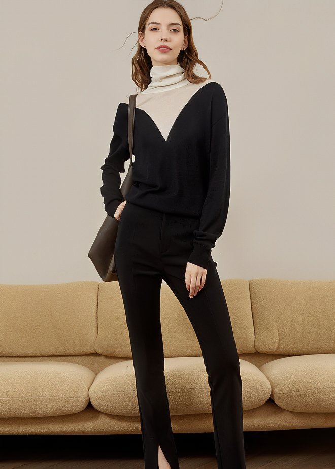 LAYERED HIGH NECK KNIT - ANLEM