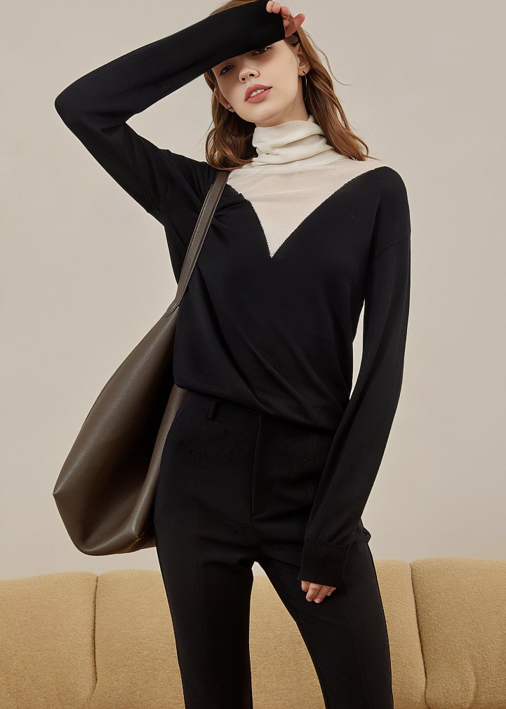 LAYERED HIGH NECK KNIT - ANLEM