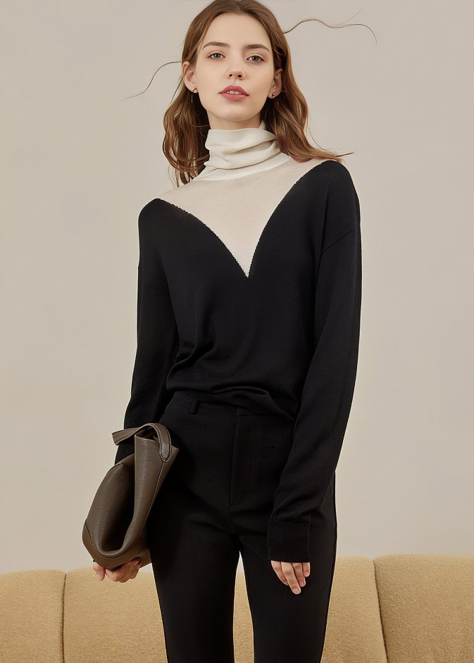 LAYERED HIGH NECK KNIT - ANLEM