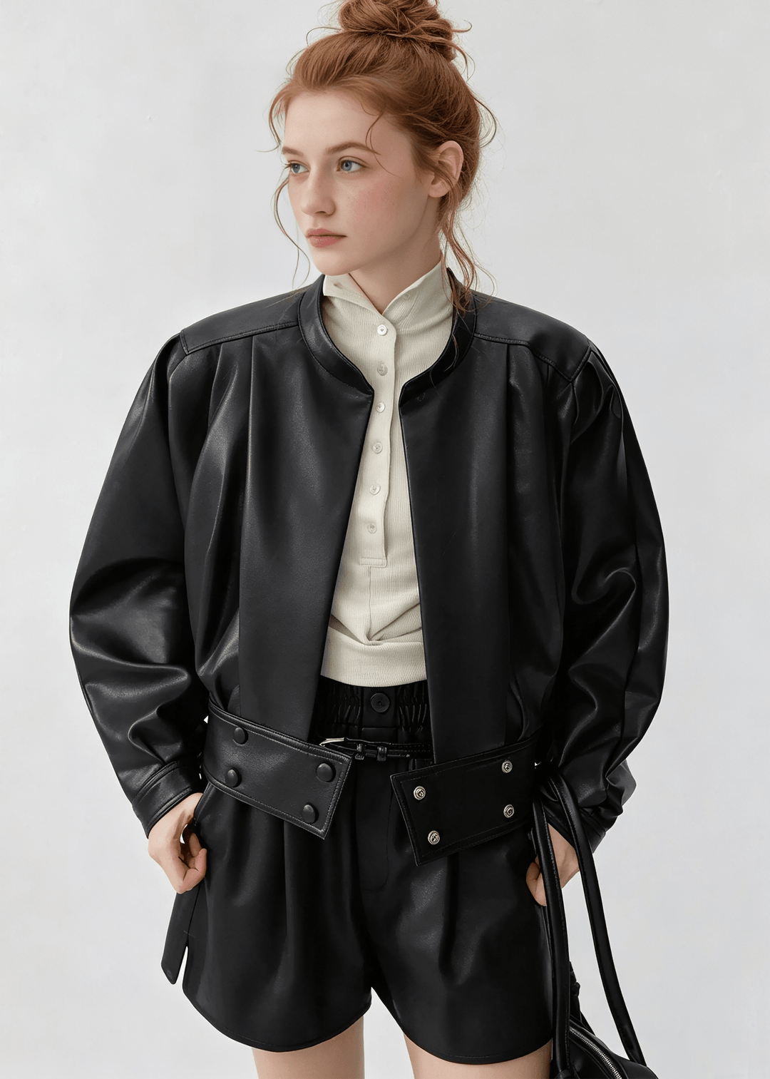 LEATHERETTE PUFF SLEEVE JACKET - ANLEM