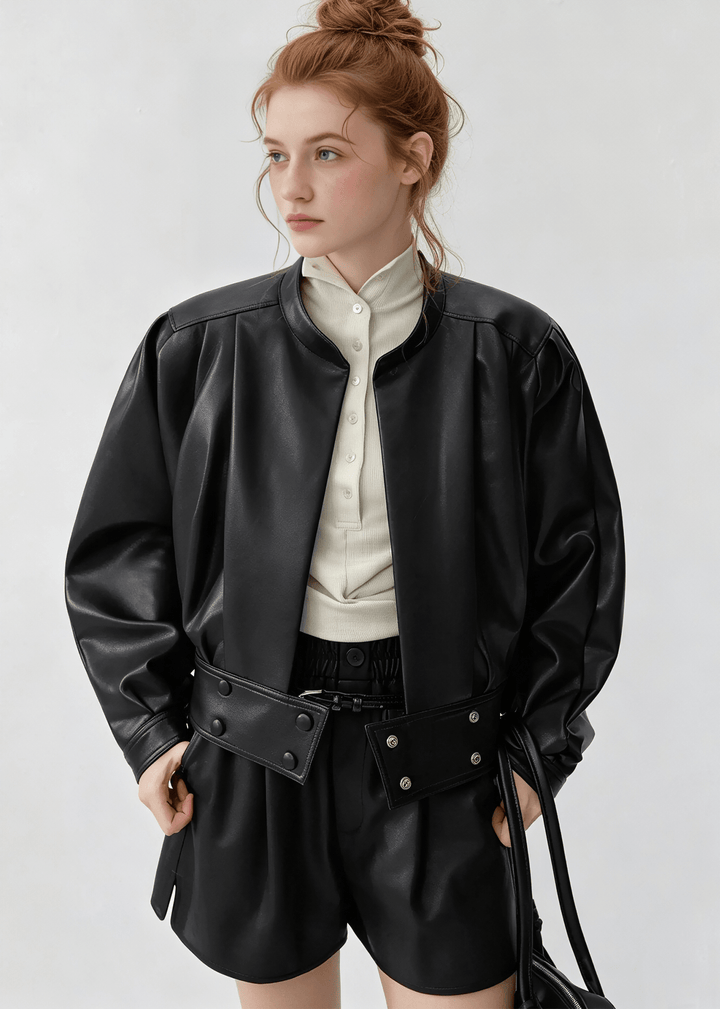 LEATHERETTE PUFF SLEEVE JACKET - ANLEM
