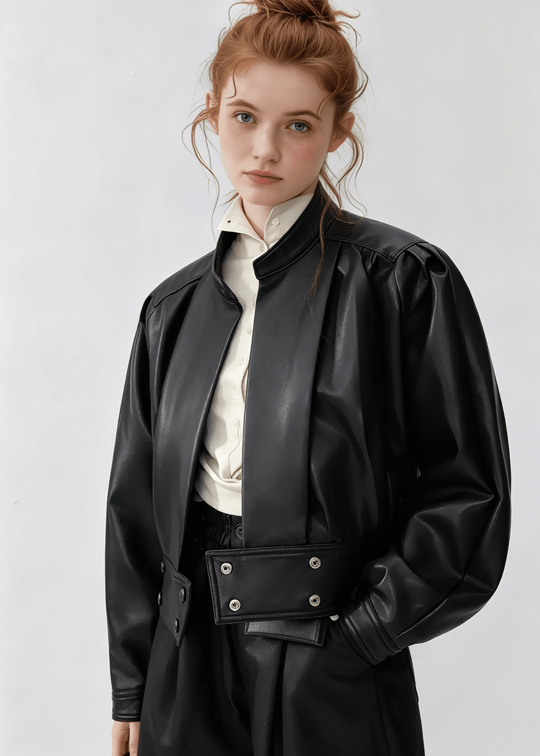 LEATHERETTE PUFF SLEEVE JACKET - ANLEM