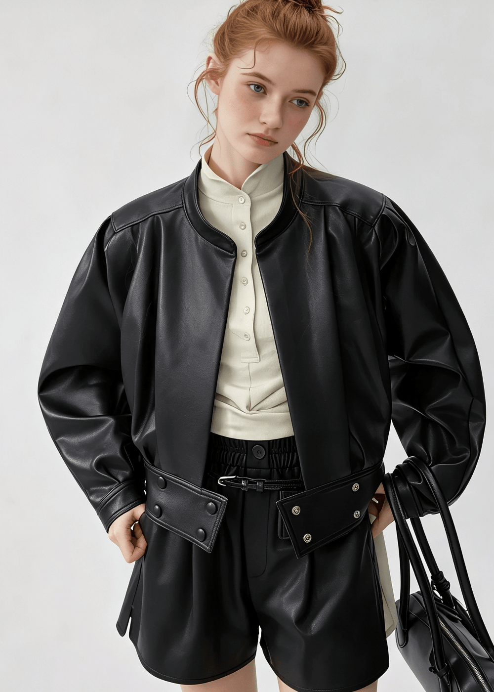 LEATHERETTE PUFF SLEEVE JACKET - ANLEM
