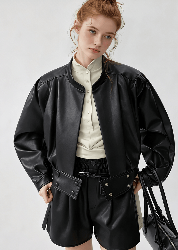 LEATHERETTE PUFF SLEEVE JACKET - ANLEM