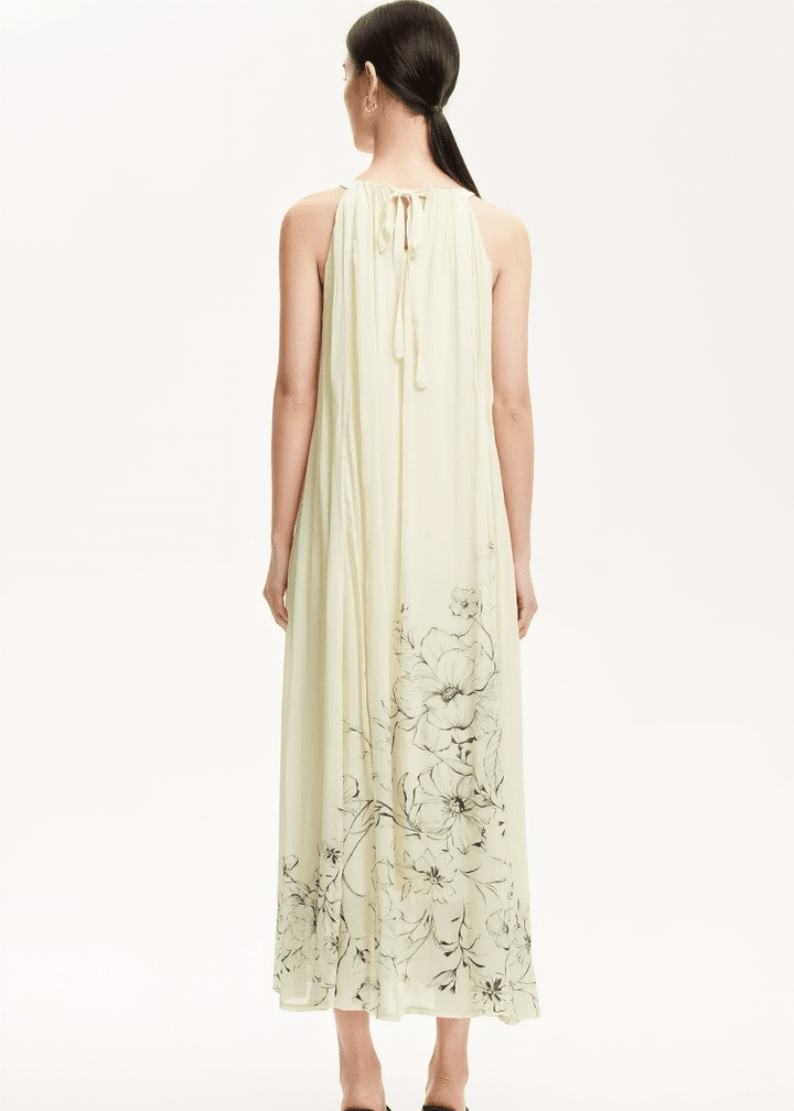 LINE ART FLORAL HALTER DRESS - ANLEM