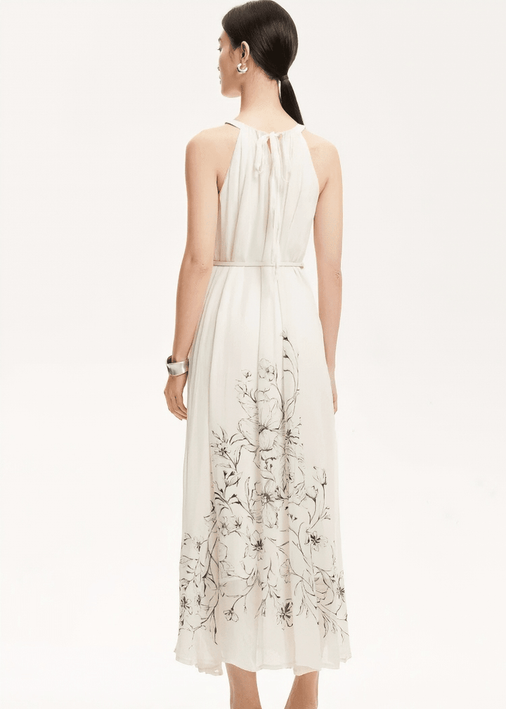 LINE ART FLORAL HALTER DRESS - ANLEM