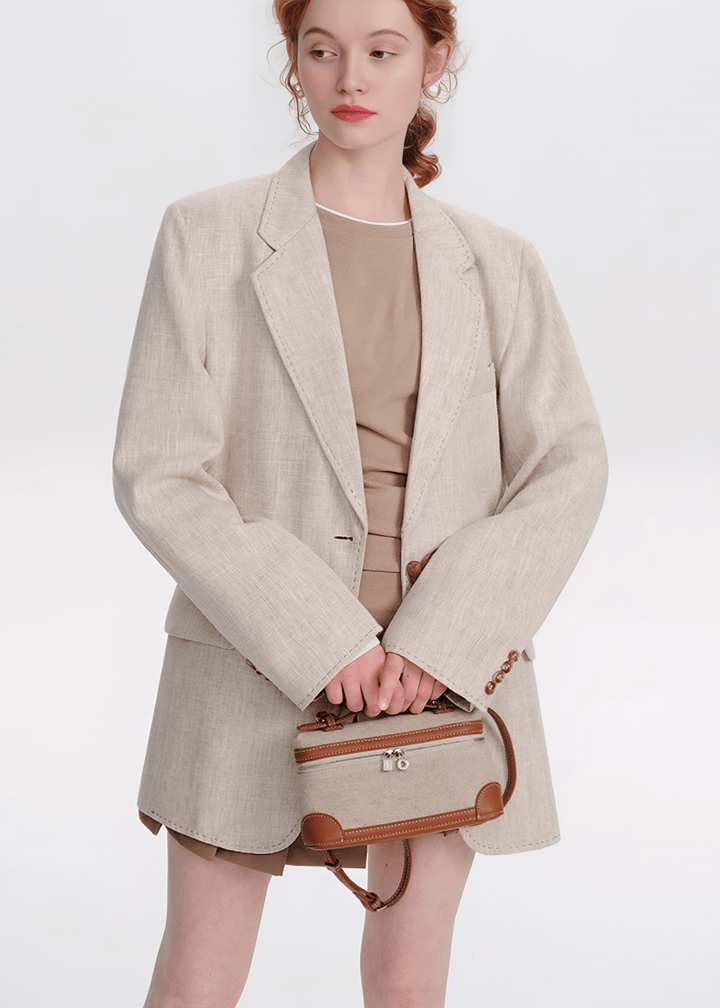 LINEN BLEND TAILORED BLAZER - ANLEM