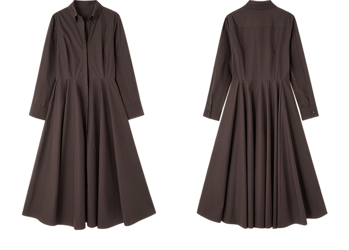 LONG SLEEVE COLLARED MIDI SHIRT DRESS - ANLEM