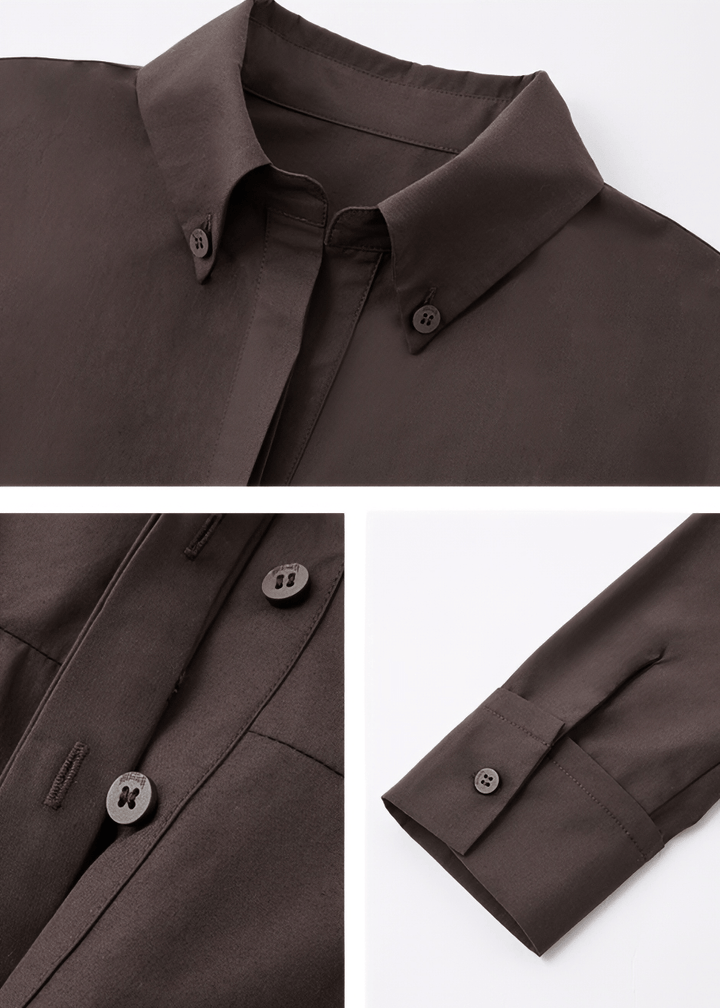 LONG SLEEVE COLLARED MIDI SHIRT DRESS - ANLEM