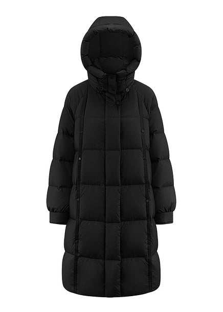 LOOSE THICK HOODED LONG DOWN COAT - ANLEM