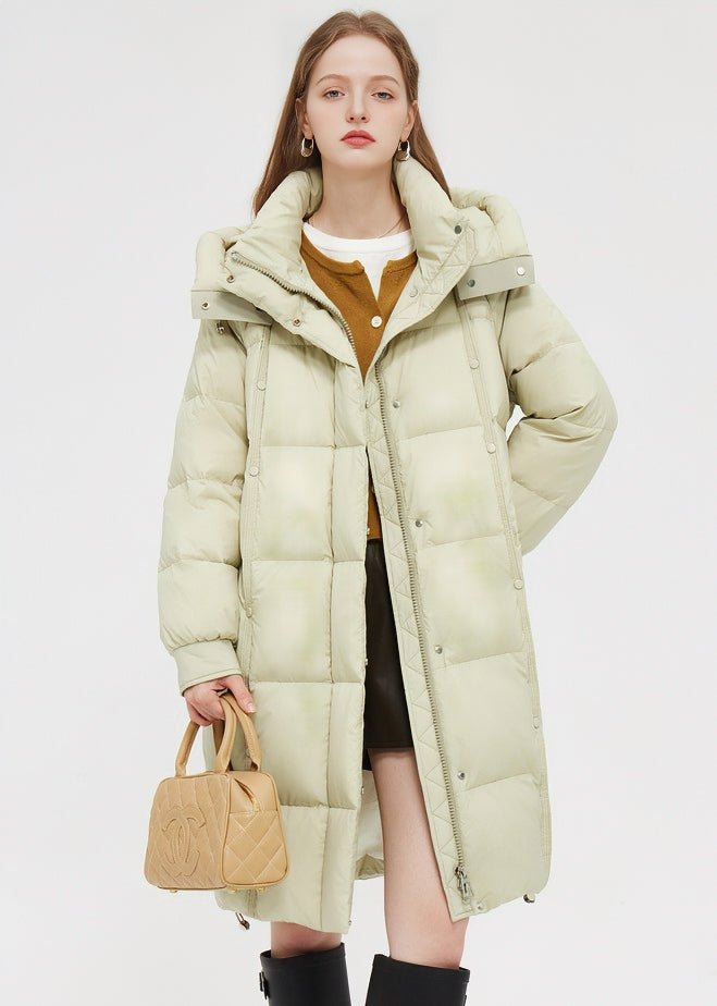 LOOSE THICK HOODED LONG DOWN COAT - ANLEM