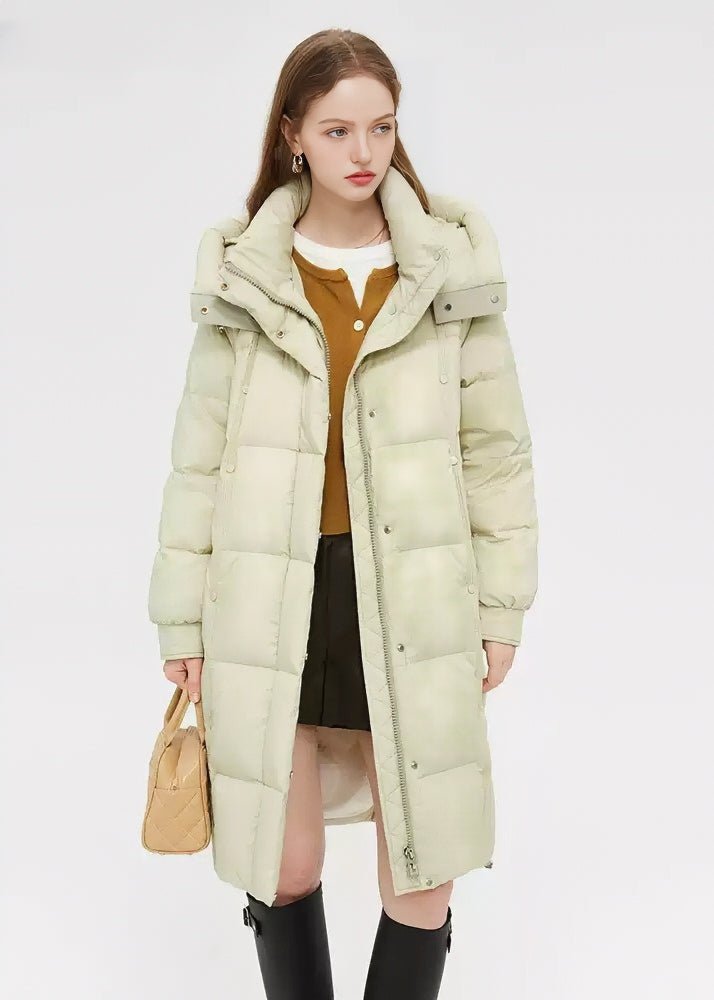 LOOSE THICK HOODED LONG DOWN COAT - ANLEM