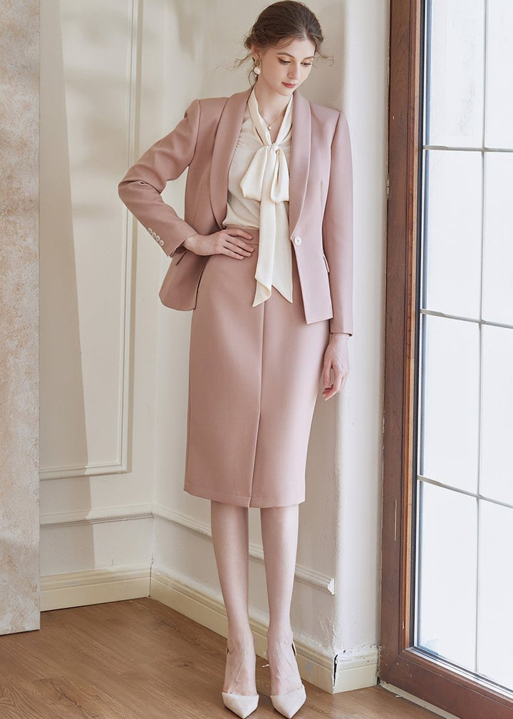 MAUVE PINK JACKET & SKIRT - ANLEM