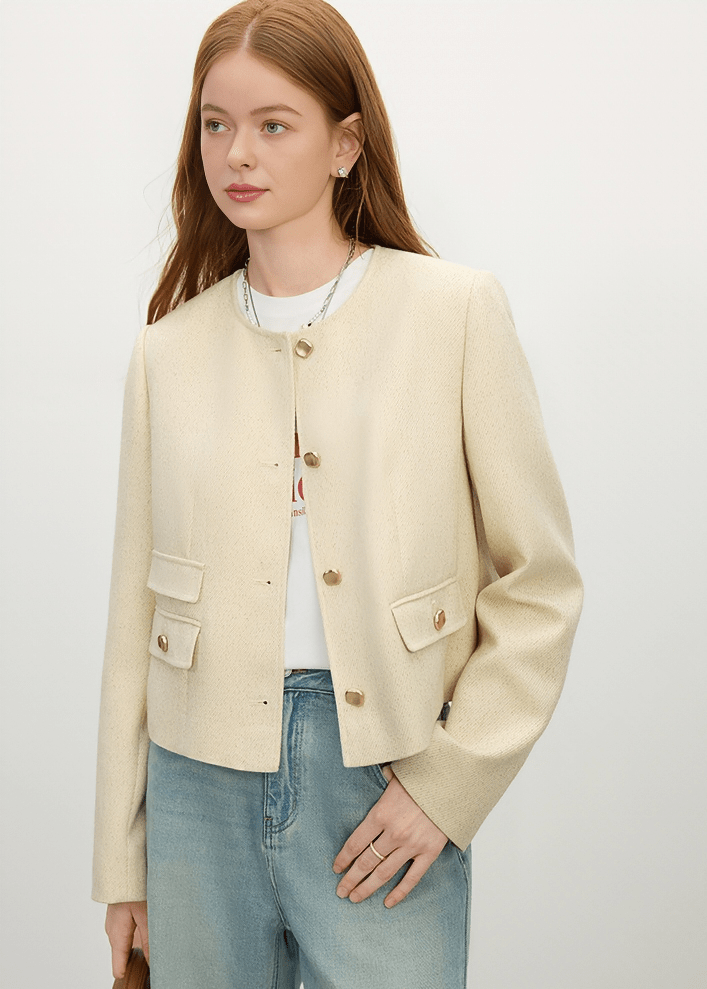 MINIMALIST COLLARLESS BLAZER - ANLEM