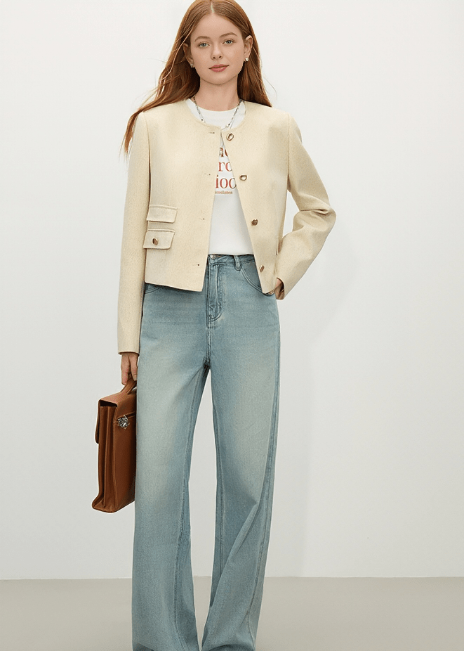 MINIMALIST COLLARLESS BLAZER - ANLEM