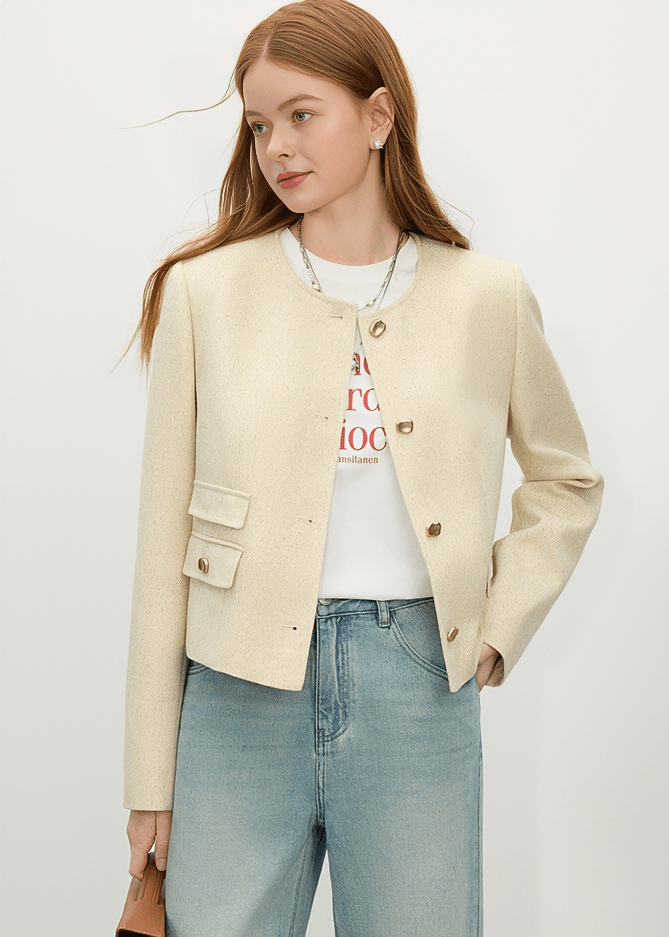 MINIMALIST COLLARLESS BLAZER - ANLEM