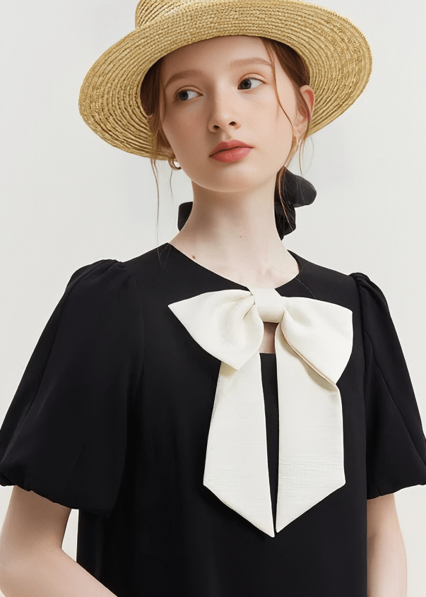 MINIMALIST RIBBON ACCENT MIDI DRESS - ANLEM